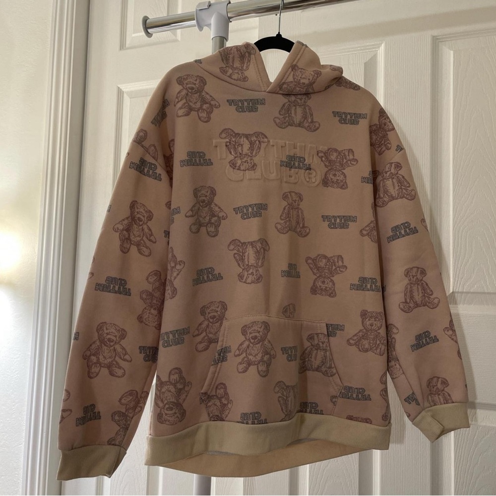 Trythm Club Teddy Bear Print Oversized Hoodie